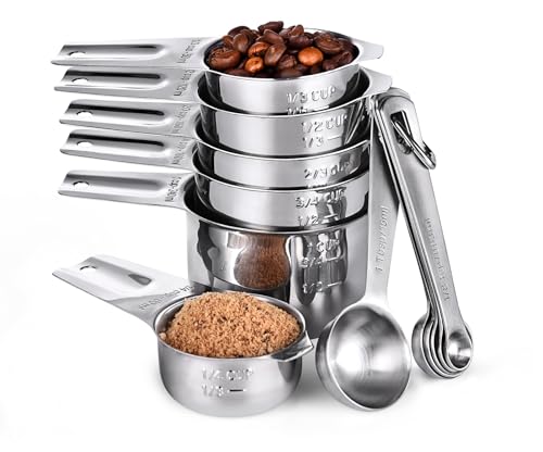 Measuring Cups and Spoons 12 Pieces U Taste 188 Stainless Steel Kitchen Metal Measure Gadgets Heavy Duty Stackable Portion Teaspoon Tablespoon Scoop for Baking Cooking Dry Liquid Food Ingredient 0 - Today’s Hottest Amazon Discounts &amp; Coupons, Amazon Daily Deals | Daily Deals Xpress
