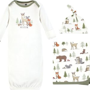 Hudson Baby Unisex Baby Gown and Swaddle Blanket Set –...