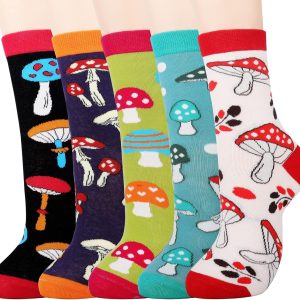 Jeasona Women’s Mushroom Sunflower Cow Boho Socks R...