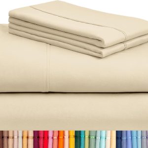 LuxClub 4 PC King Size Sheet Set with Deep Pockets – S...