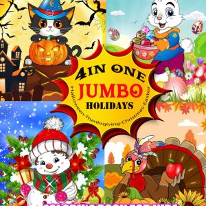 Jumbo Holidays Coloring Book for Kids: 4-in-1 Fun Activity B...