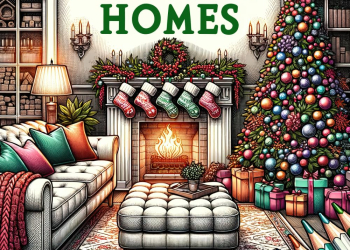 festive cozy holiday homes adult coloring book: relax and co...