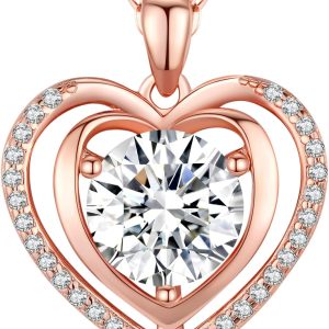 Heart Pendant Gold Necklace for Women Moissanite Lab-Created...