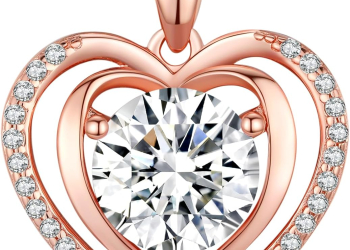 heart pendant gold necklace for women moissanite lab-created...